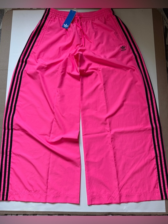 adidas Originals Pants - Adidas Originals [M] Lightweight Firebird Wide-Leg Track Pants Lucid Pink JV749
